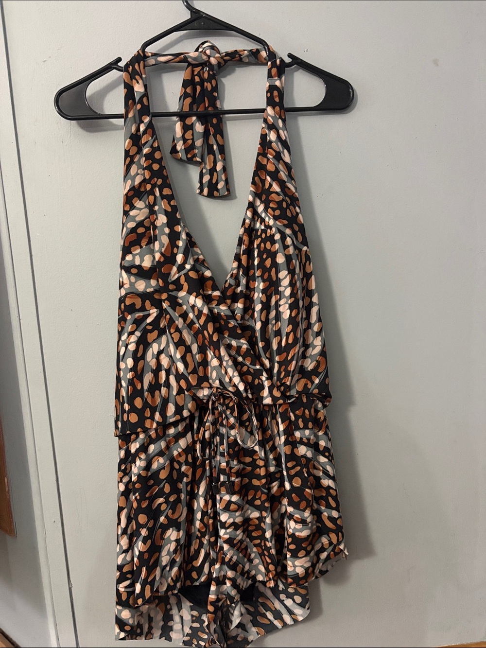 Magicsuit Black, Brown & Cream Halter Swim Romper